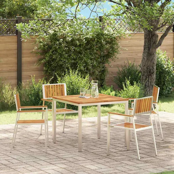 Chaise de jardin 4 pcs Bois d'acacia massif et acier inoxydable