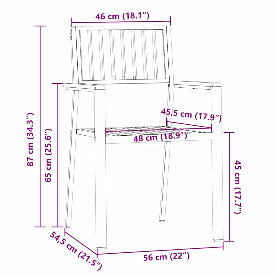 Chaise de jardin 4 pcs Bois d'acacia massif et acier inoxydable - 10