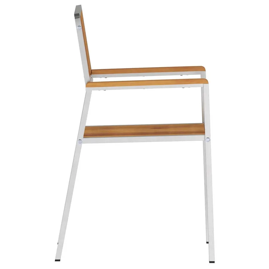 Chaise de jardin 4 pcs Bois d'acacia massif et acier inoxydable - 6