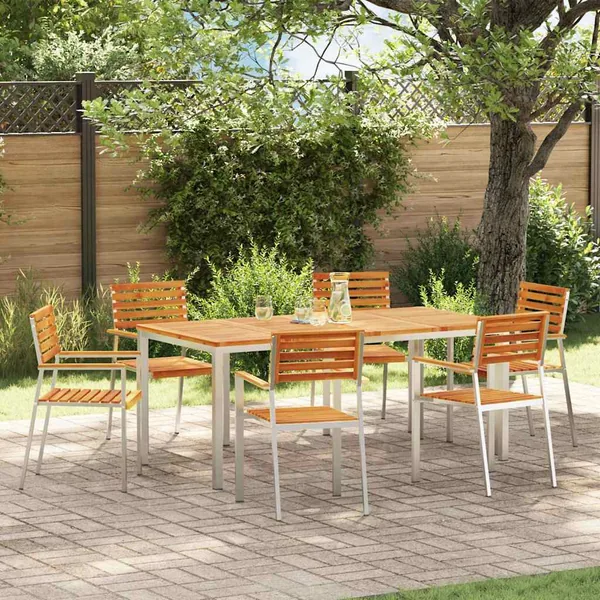 Chaise de jardin 6 pcs Bois d'acacia massif et acier inoxydable