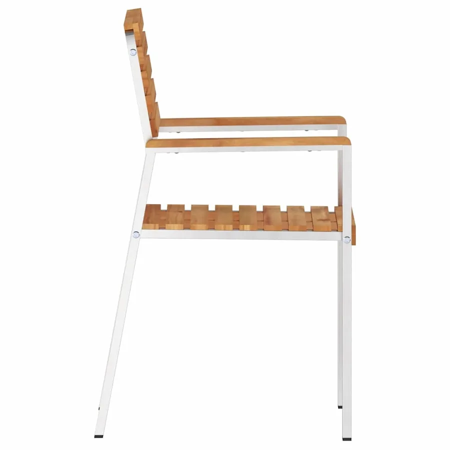 Chaise de jardin 2 pcs Bois de teck massif et acier inoxydable - 6