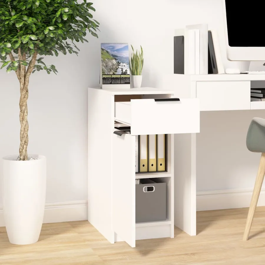 Armoire de bureau Blanc 33,5x50x75 cm Bois d'ingénierie - 3