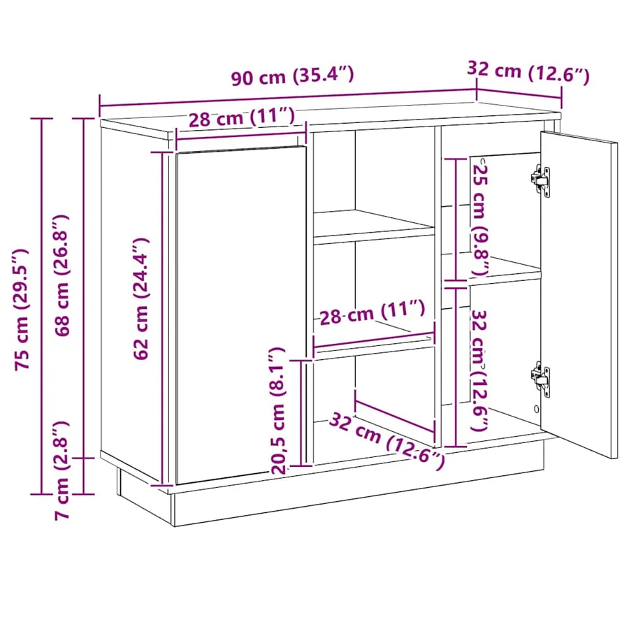 Buffet LED Chêne Sonoma 90 x 32 x 75 cm Bois d'ingénierie - 16