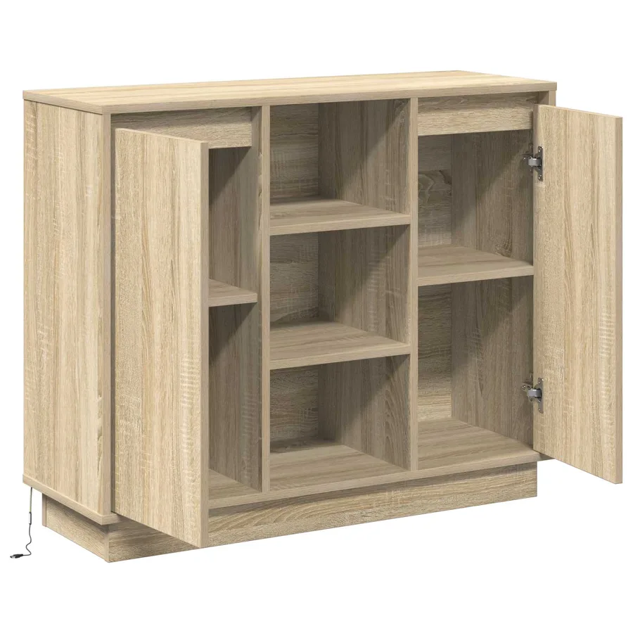 Buffet LED Chêne Sonoma 90 x 32 x 75 cm Bois d'ingénierie - 7