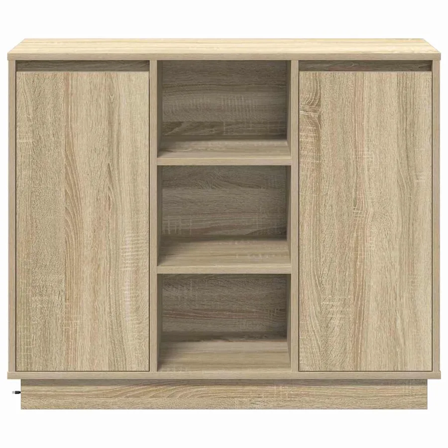 Buffet LED Chêne Sonoma 90 x 32 x 75 cm Bois d'ingénierie - 9