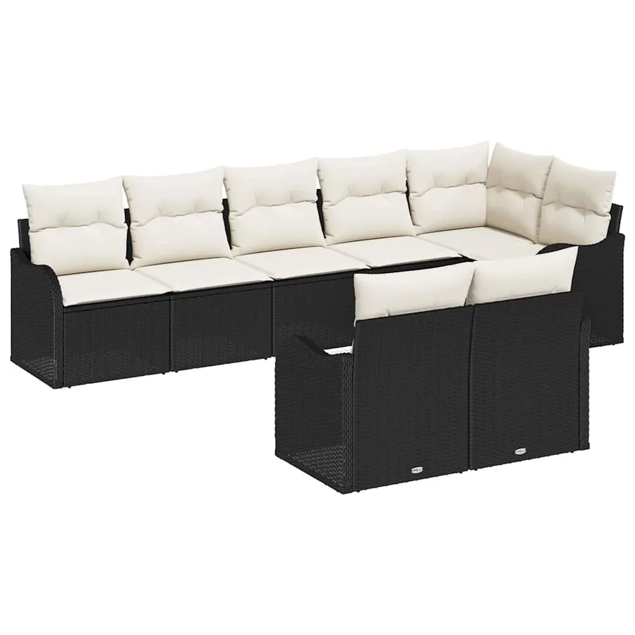 Ensemble de canapé de jardin 8 pcs Noir polyrotin - 2