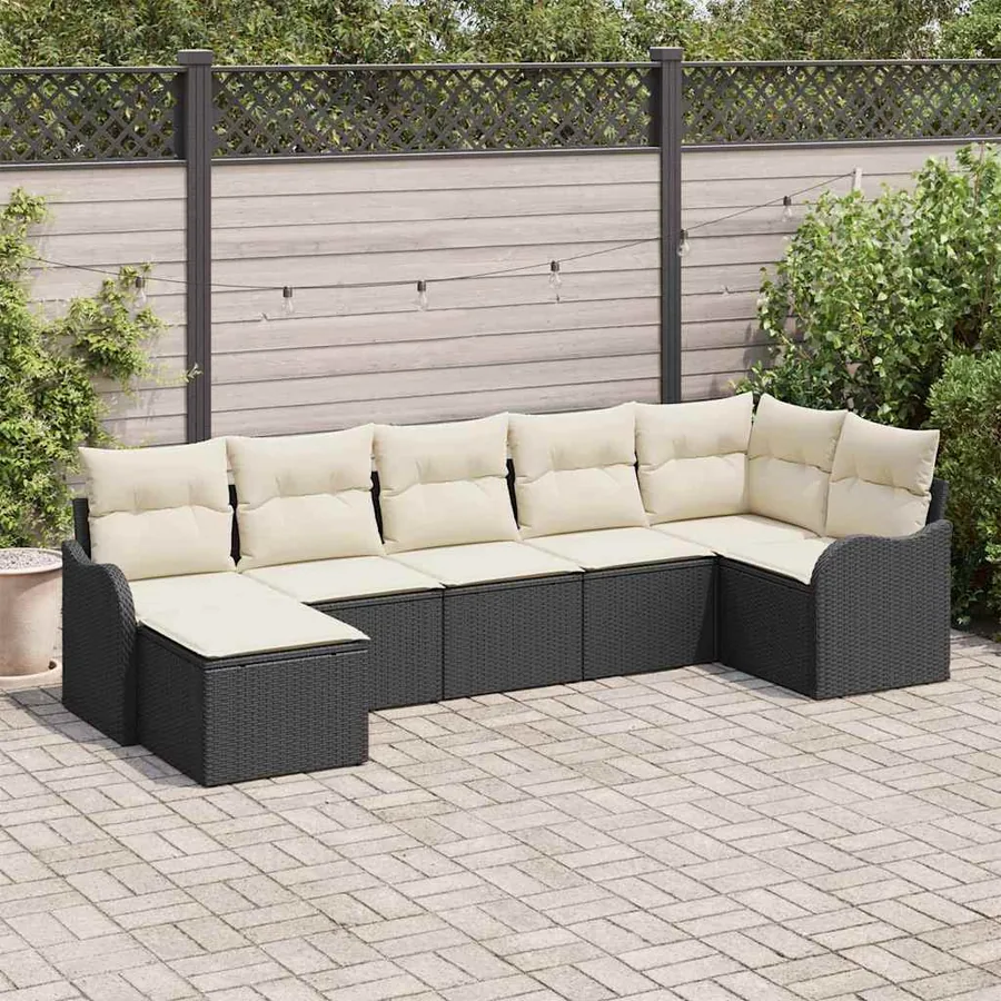 Ensemble de canapé de jardin Noir polyrotin