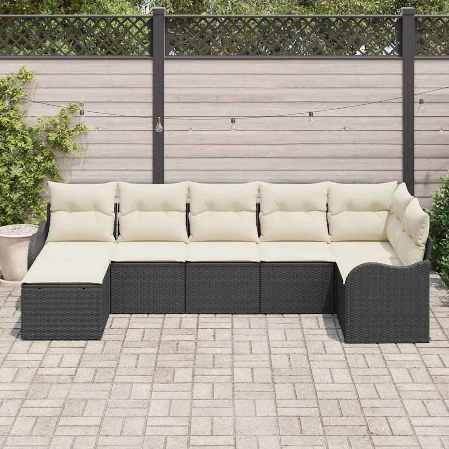 Ensemble de canapé de jardin Noir polyrotin - 3
