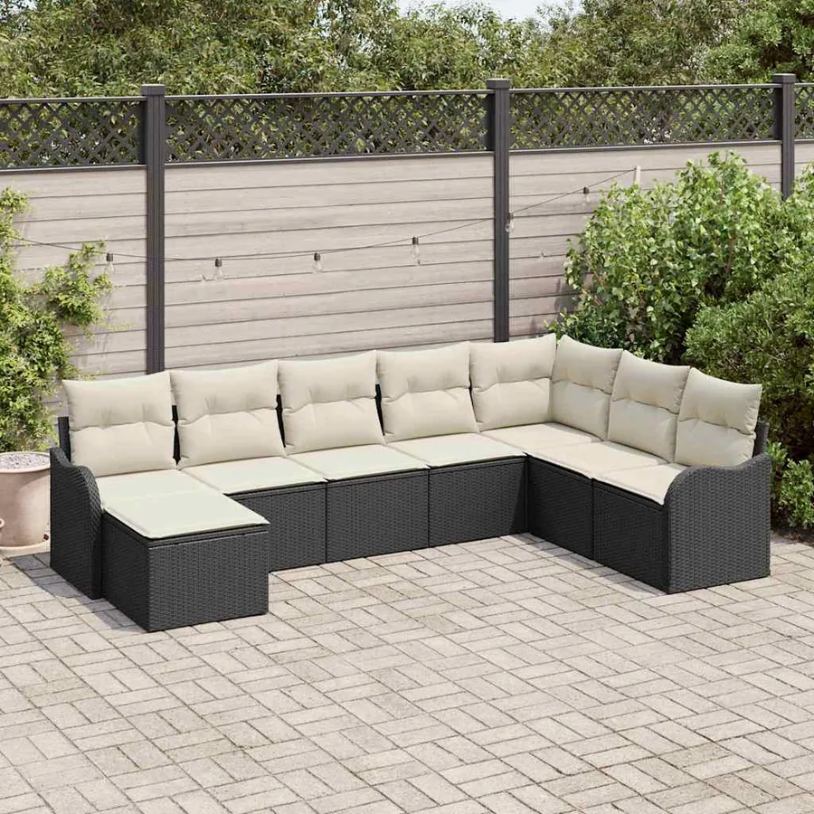 Ensemble de canapé de jardin Noir polyrotin