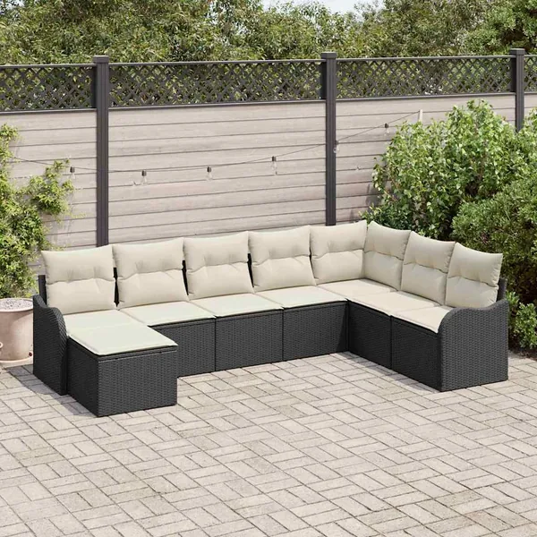 Ensemble de canapé de jardin Noir polyrotin