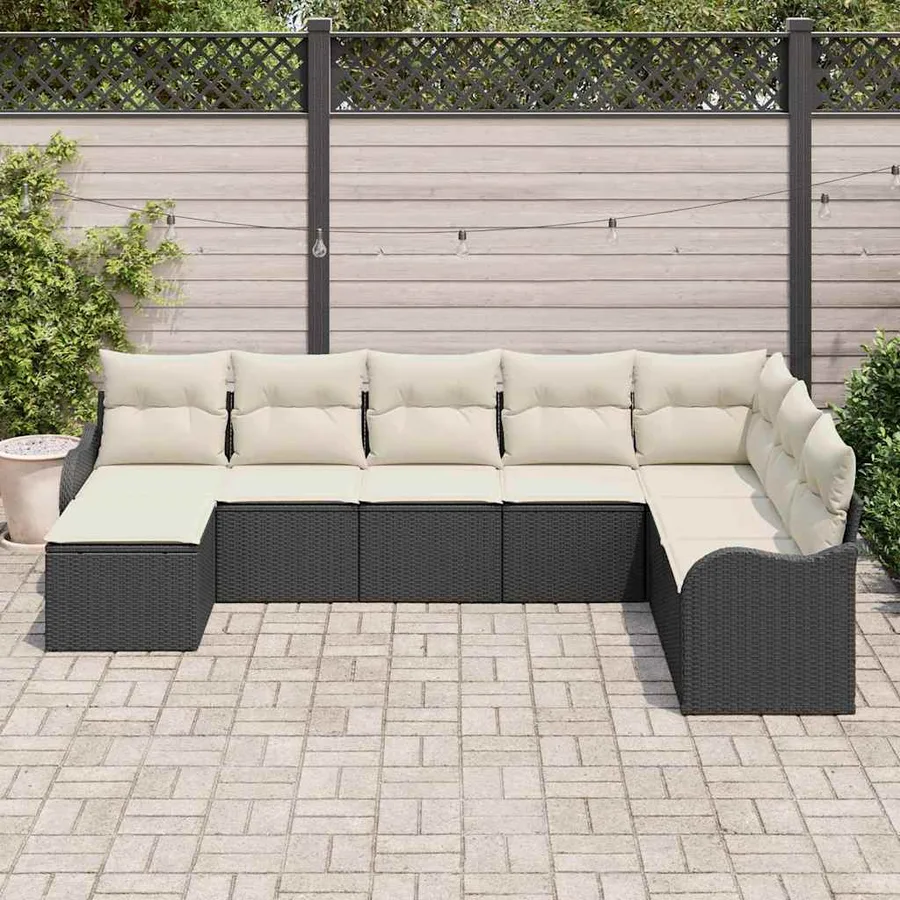 Ensemble de canapé de jardin Noir polyrotin - 3