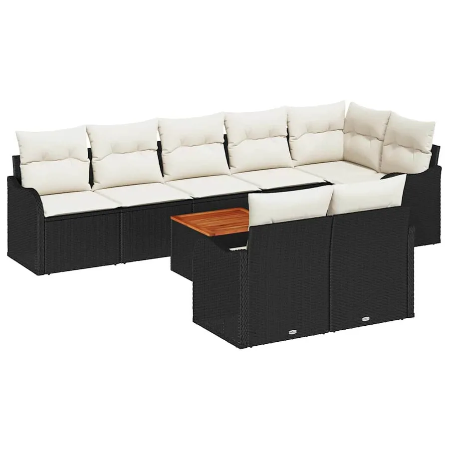 Ensemble de canapé de jardin avec coussin 9 pcs Noir polyrotin - 2