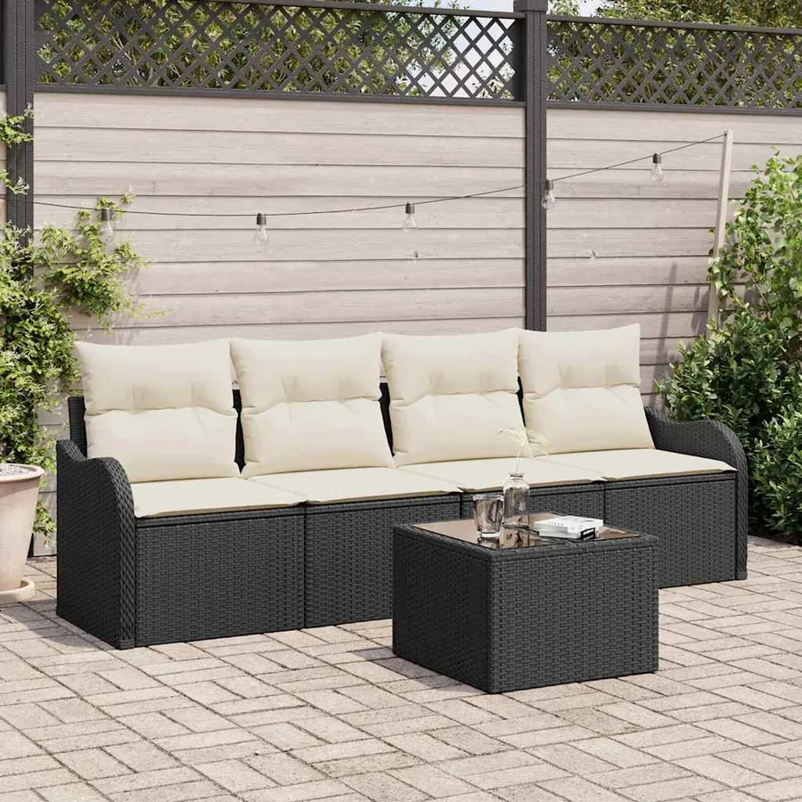 Ensemble de canapé de jardin Noir polyrotin