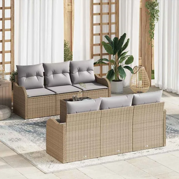 Ensemble de canapé de jardin Beige 55 x 55 x 37 cm polyrotin