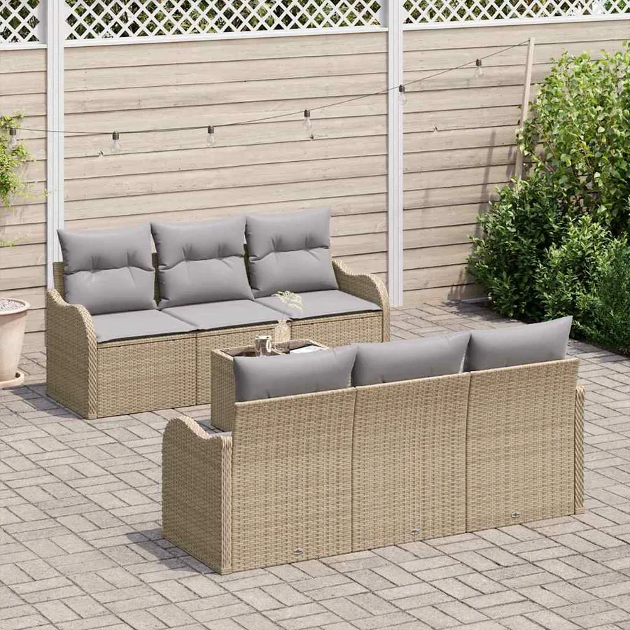 Ensemble de canapé de jardin Beige 55 x 55 x 37 cm polyrotin - 3