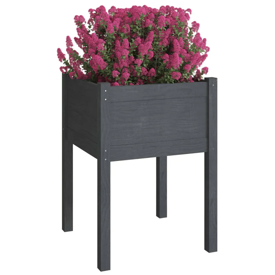 Jardinière Gris 50x50x70 cm Bois de pin massif - 3