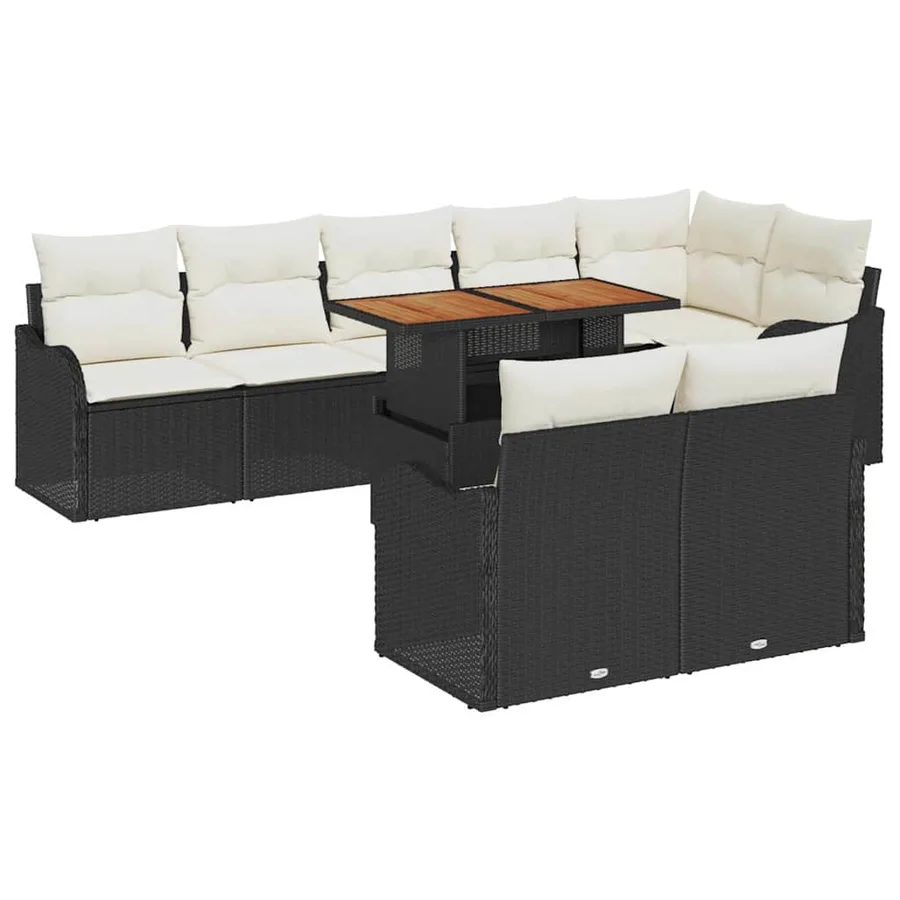 Ensemble de canapé de jardin 9 pcs Noir Poly rotin - 2