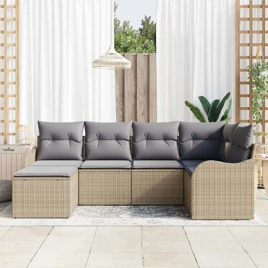 Ensemble de canapé de jardin Beige polyrotin - 3