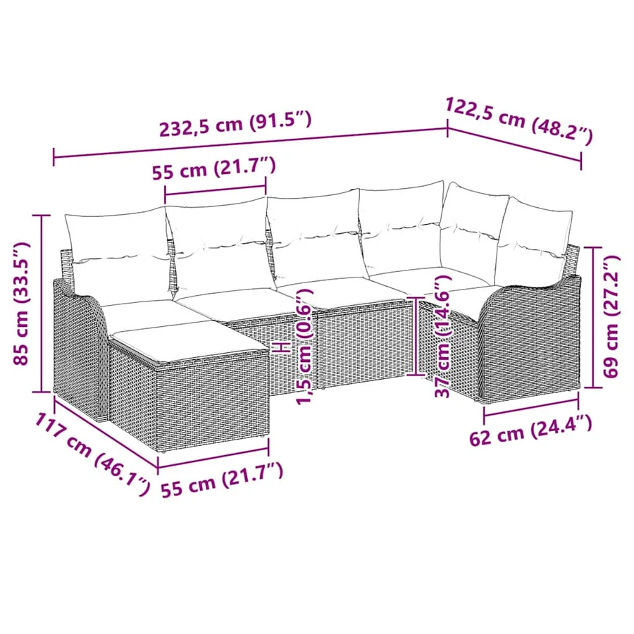 Ensemble de canapé de jardin Beige polyrotin - 9