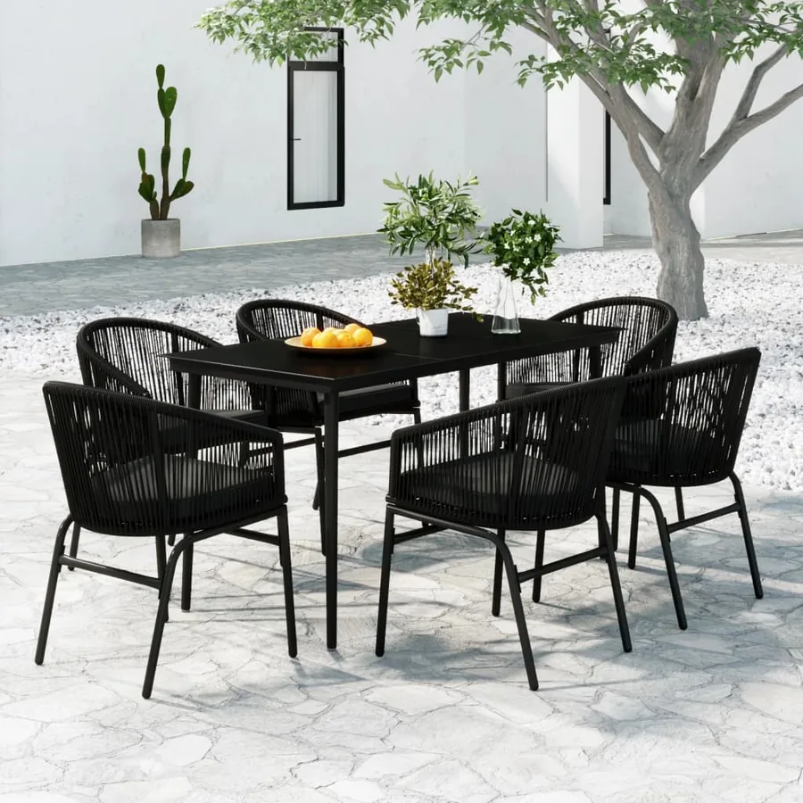 Ensemble à manger de jardin 7 pcs Noir