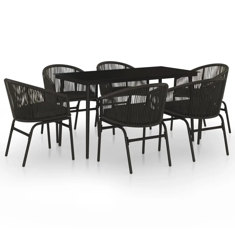 Ensemble à manger de jardin 7 pcs Noir - 2