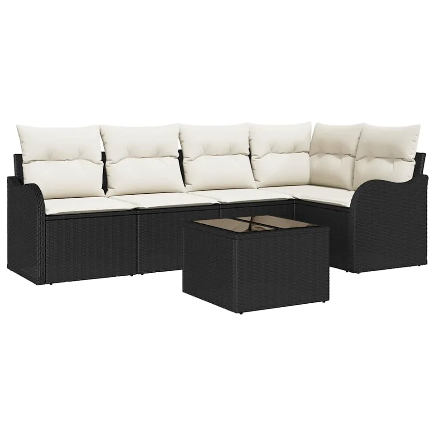 Ensemble de canapé de jardin avec stockage 6 pcs Noir polyrotin - 2