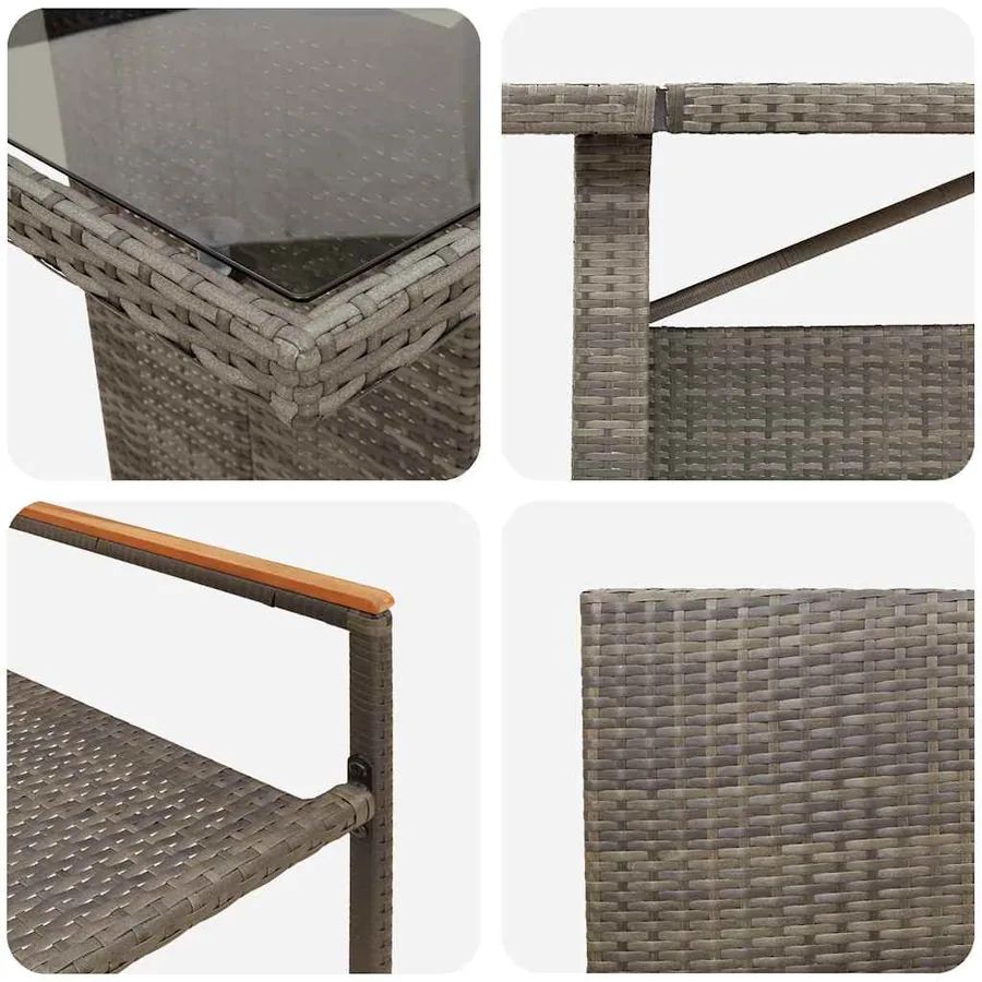 Ensemble de salle à manger pour jardin 9 pcs Gris polyrotin - 9