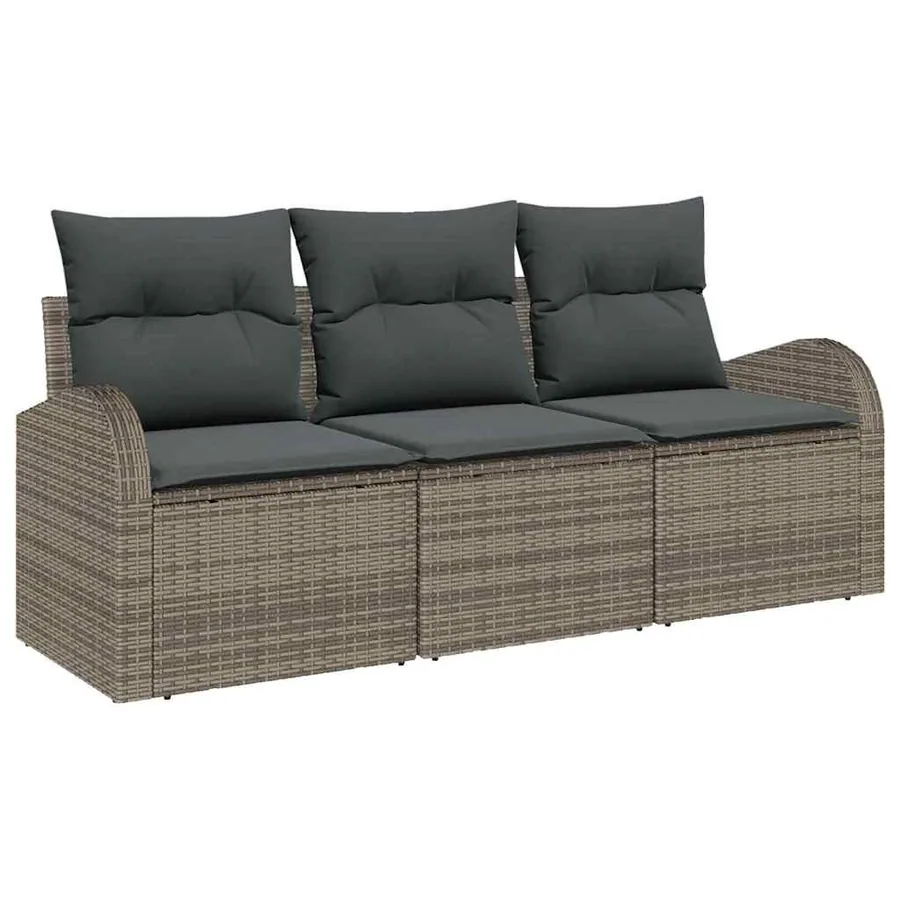Ensemble de canapé de jardin 3 pcs Gris Poly rotin - 2