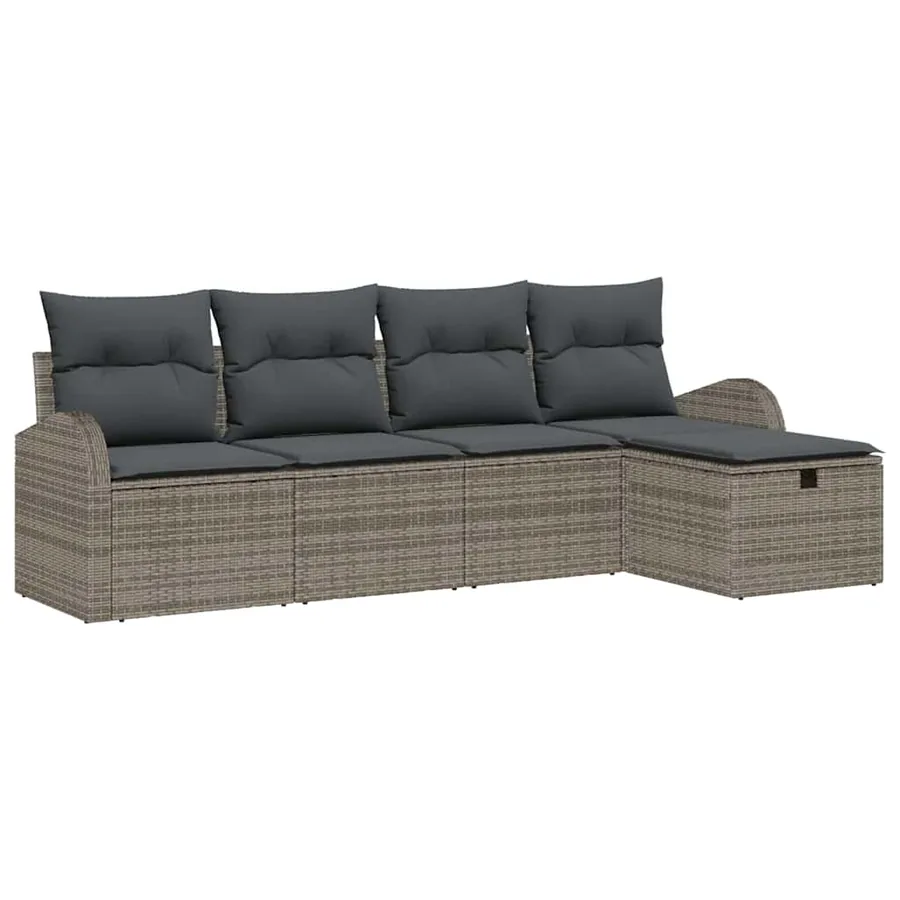Ensemble de canapé de jardin avec coussin 5 pcs Gris Poly rotin - 2