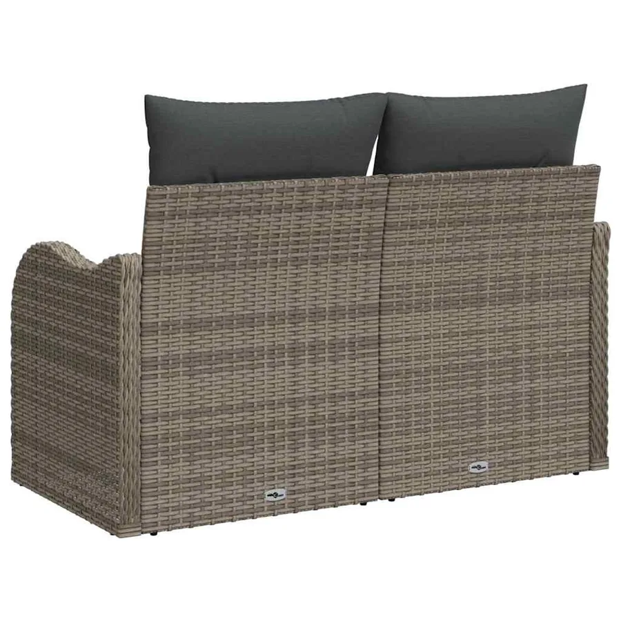 Canapé de jardin avec coussin Gris 121 x 62 x 69cm polyrotin - 3