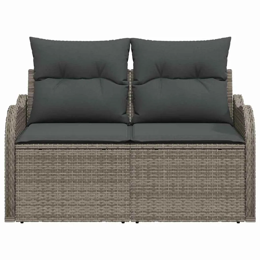 Canapé de jardin avec coussin Gris 121 x 62 x 69cm polyrotin - 4