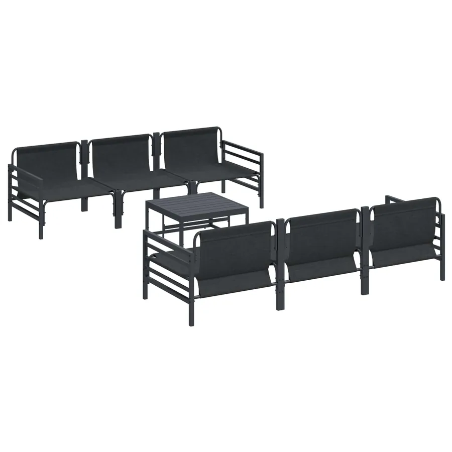 Ensemble de canapé de jardin avec coussin 7 pcs Noir Acier - 6