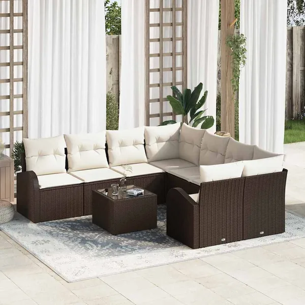 Ensemble de canapé de jardin Marron 55 x 55 x 37 cm polyrotin