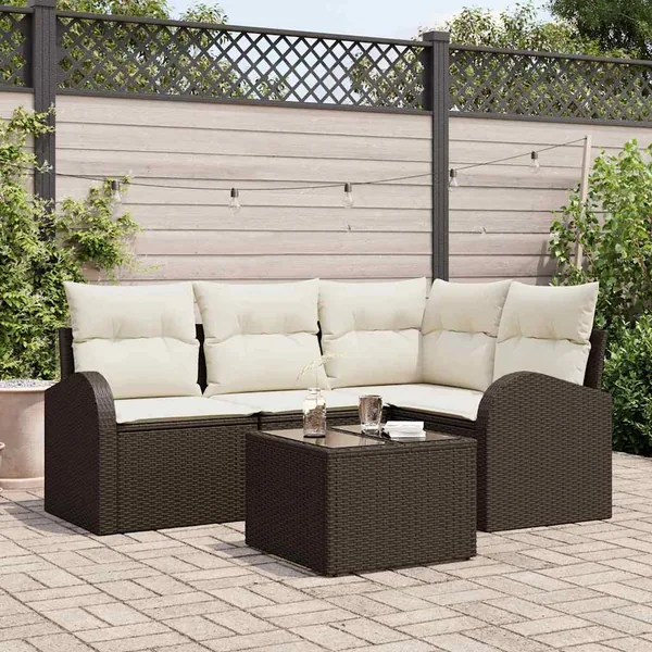 Ensemble de canapé de jardin Marron polyrotin
