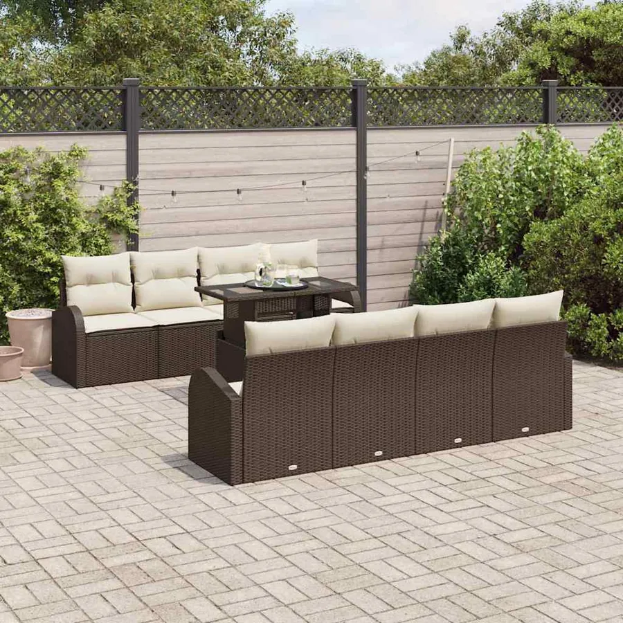 Ensemble de canapé de jardin 7 pcs Marron Poly rotin