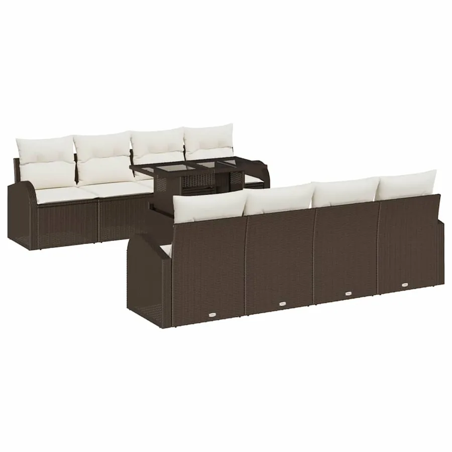 Ensemble de canapé de jardin 7 pcs Marron Poly rotin - 2