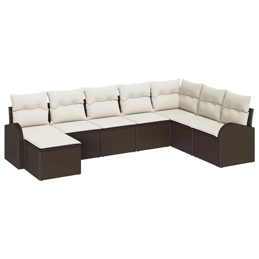 Ensemble de canapé de jardin 8 pcs Marron Poly rotin - 2