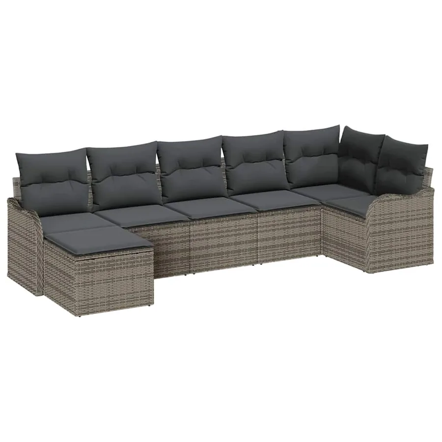 Ensemble de canapé de jardin avec stockage 7 pcs Gris polyrotin - 2