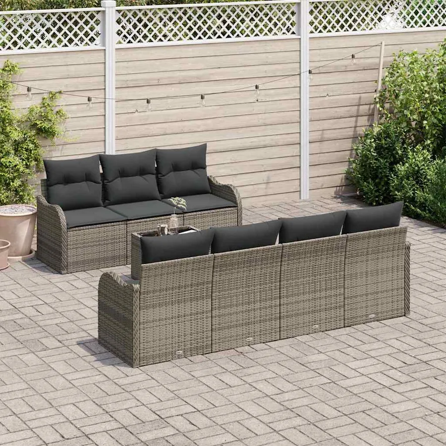 Ensemble de canapé de jardin avec coussin 8 pcs Gris - 3