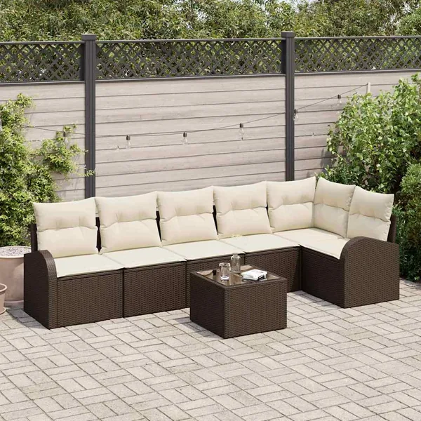 Ensemble de canapé de jardin Marron polyrotin