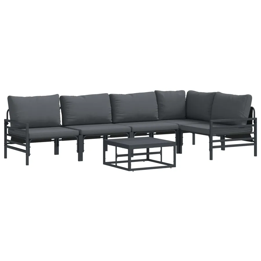Ensemble de canapé de jardin avec coussin 6 pcs Noir Acier - 2