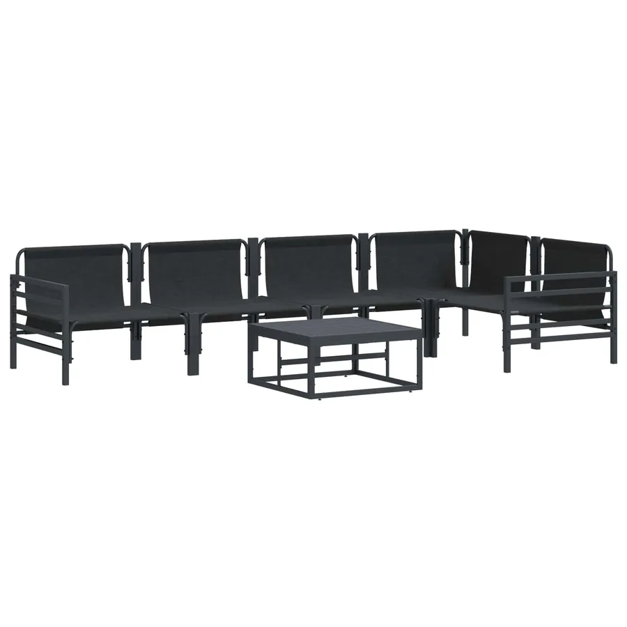 Ensemble de canapé de jardin avec coussin 6 pcs Noir Acier - 9