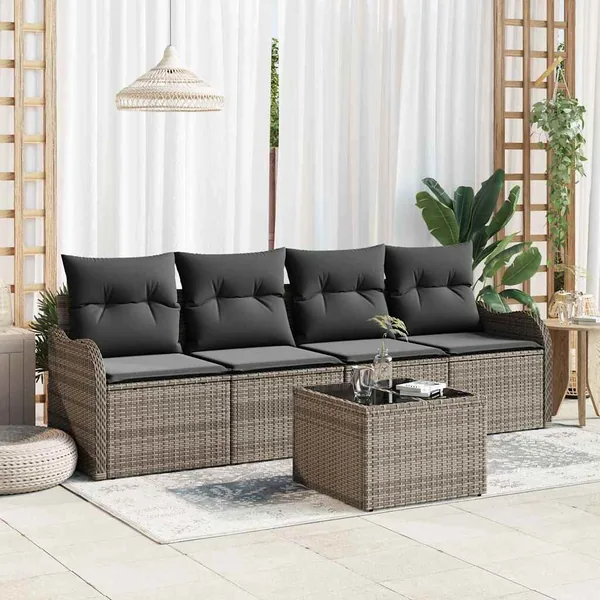 Ensemble de canapé de jardin avec coussin 5 pcs Gris