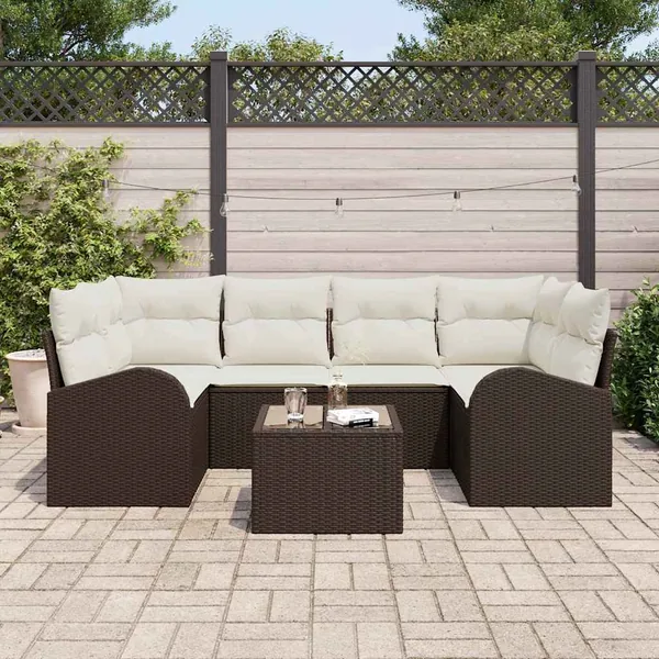 Ensemble de canapé de jardin Marron 55 x 55 x 37 cm polyrotin