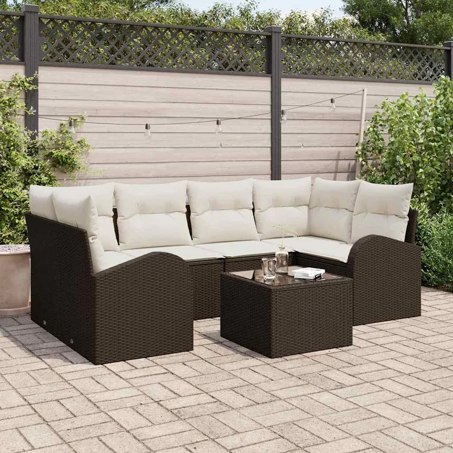 Ensemble de canapé de jardin Marron 55 x 55 x 37 cm polyrotin - 3