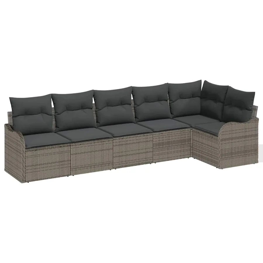 Ensemble de canapé de jardin avec stockage 6 pcs Gris polyrotin - 2