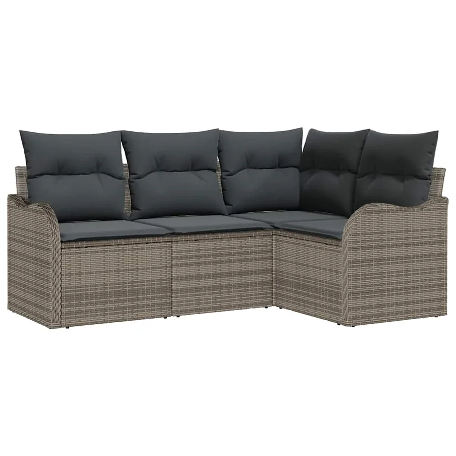 Ensemble de canapé de jardin avec stockage 4 pcs Gris polyrotin - 2