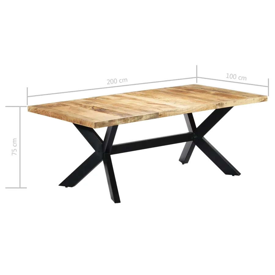Table de salle à manger 200x100x75 cm Bois de manguier solide - 7