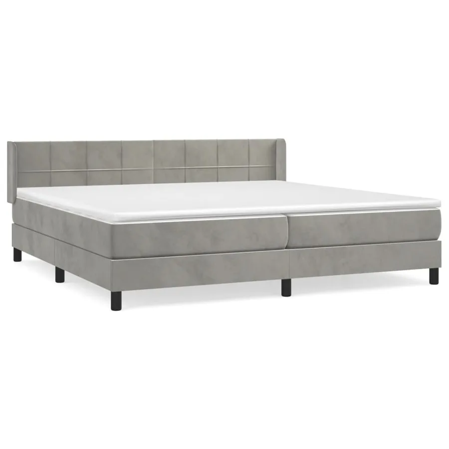 Sommier à lattes de lit et matelas Gris clair 200x200cm Velours - 2