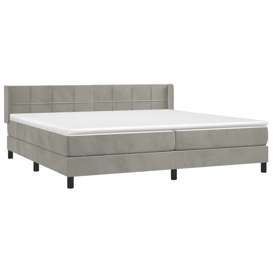 Sommier à lattes de lit et matelas Gris clair 200x200cm Velours - 3